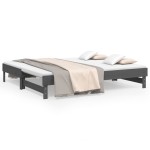 vidaXL Pat de zi extensibil, gri, 2x(90x190) cm, lemn masiv de pin