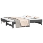 vidaXL Pat de zi extensibil, gri, 2x(90x190) cm, lemn masiv de pin