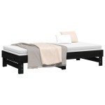vidaXL Pat de zi extensibil, negru, 2x(90x190) cm, lemn masiv de pin