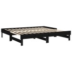 vidaXL Pat de zi extensibil, negru, 2x(90x190) cm, lemn masiv de pin