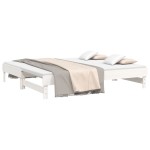 vidaXL Pat de zi extensibil, alb, 2x(75x190) cm, lemn masiv de pin