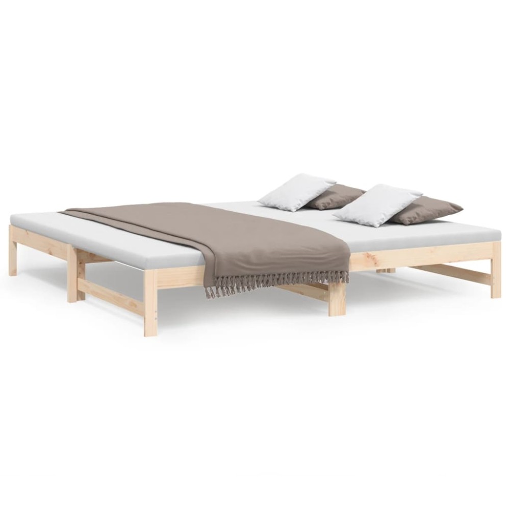 vidaXL Pat de zi extensibil, 2x(100x200) cm, lemn masiv de pin