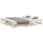 vidaXL Pat de zi extensibil, 2x(100x200) cm, lemn masiv de pin