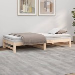 vidaXL Pat de zi extensibil, 2x(100x200) cm, lemn masiv de pin