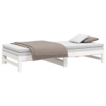 vidaXL Pat de zi extensibil, alb, 2x(100x200) cm, lemn masiv de pin