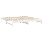 vidaXL Pat de zi extensibil, alb, 2x(100x200) cm, lemn masiv de pin
