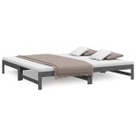 vidaXL Pat de zi extensibil, gri, 2x(100x200) cm, lemn masiv de pin
