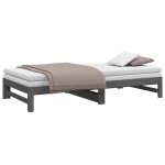 vidaXL Pat de zi extensibil, gri, 2x(100x200) cm, lemn masiv de pin