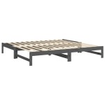 vidaXL Pat de zi extensibil, gri, 2x(100x200) cm, lemn masiv de pin