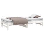 vidaXL Pat de zi extensibil, alb, 2x(90x200) cm, lemn masiv de pin