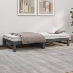 vidaXL Pat de zi extensibil, gri, 2x(90x200) cm, lemn masiv de pin