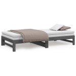 vidaXL Pat de zi extensibil, gri, 2x(90x200) cm, lemn masiv de pin
