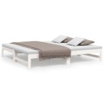 vidaXL Pat de zi extensibil, alb, 2x(90x190) cm, lemn masiv de pin