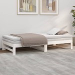 vidaXL Pat de zi extensibil, alb, 2x(90x190) cm, lemn masiv de pin