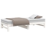 vidaXL Pat de zi extensibil, alb, 2x(90x190) cm, lemn masiv de pin