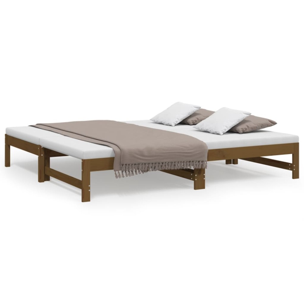 vidaXL Pat de zi extensibil maro miere 2x(90x190) cm lemn masiv de pin