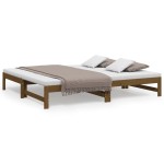 vidaXL Pat de zi extensibil maro miere 2x(90x190) cm lemn masiv de pin