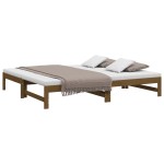 vidaXL Pat de zi extensibil maro miere 2x(90x190) cm lemn masiv de pin