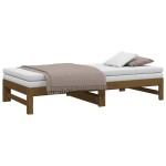 vidaXL Pat de zi extensibil maro miere 2x(90x190) cm lemn masiv de pin