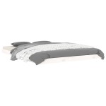 vidaXL Cadru de pat dublu, alb, 135x190 cm, lemn masiv de pin
