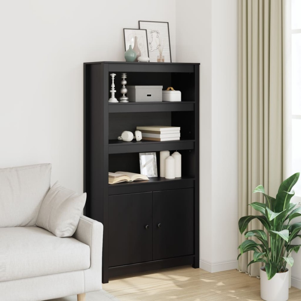 vidaXL Dulap înalt, negru, 80x35x154 cm, lemn masiv de pin