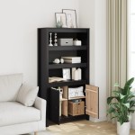 vidaXL Dulap înalt, negru, 80x35x154 cm, lemn masiv de pin