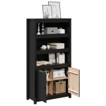 vidaXL Dulap înalt, negru, 80x35x154 cm, lemn masiv de pin