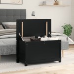 vidaXL Cutie de depozitare, negru, 80x40x45,5 cm, lemn masiv de pin vidaXL Cutie de depozitare, negru, 80x40x45,5 cm, lemn masiv de pin