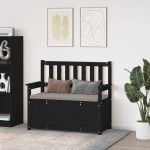 vidaXL Bancă, negru, 112,5x51,5x96,5 cm, lemn masiv de pin vidaXL Bancă, negru, 112,5x51,5x96,5 cm, lemn masiv de pin