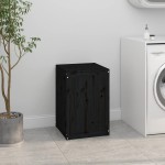 vidaXL Cutie de rufe, negru, 44x44x66 cm, lemn masiv de pin vidaXL Cutie de rufe, negru, 44x44x66 cm, lemn masiv de pin