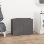 vidaXL Cutie de rufe, gri, 88,5x44x66 cm, lemn masiv de pin vidaXL Cutie de rufe, gri, 88,5x44x66 cm, lemn masiv de pin