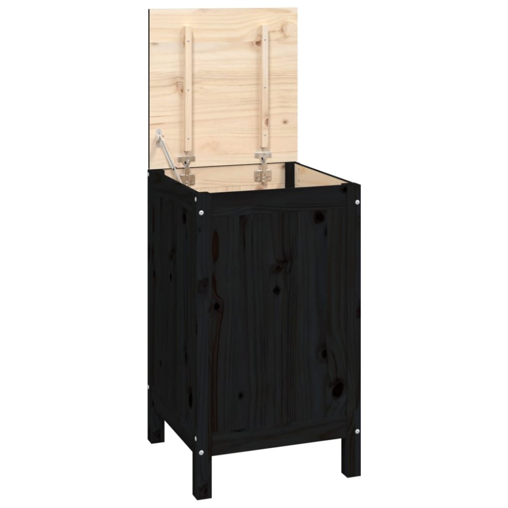 vidaXL Cutie de rufe, negru, 44x44x76 cm, lemn masiv de pin