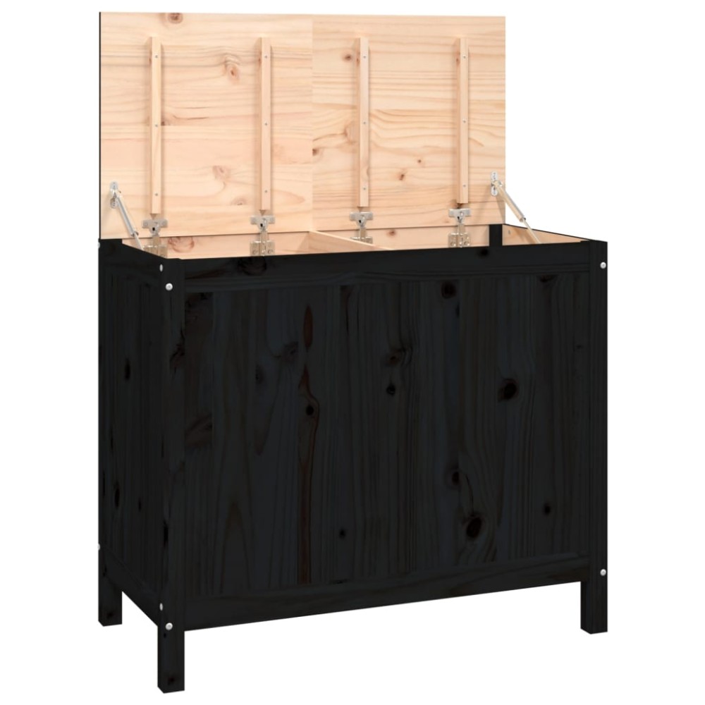 vidaXL Cutie de rufe, negru, 88,5x44x76 cm, lemn masiv de pin