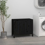 vidaXL Cutie de rufe, negru, 88,5x44x76 cm, lemn masiv de pin vidaXL Cutie de rufe, negru, 88,5x44x76 cm, lemn masiv de pin