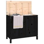 vidaXL Cutie de rufe, negru, 88,5x44x76 cm, lemn masiv de pin vidaXL Cutie de rufe, negru, 88,5x44x76 cm, lemn masiv de pin