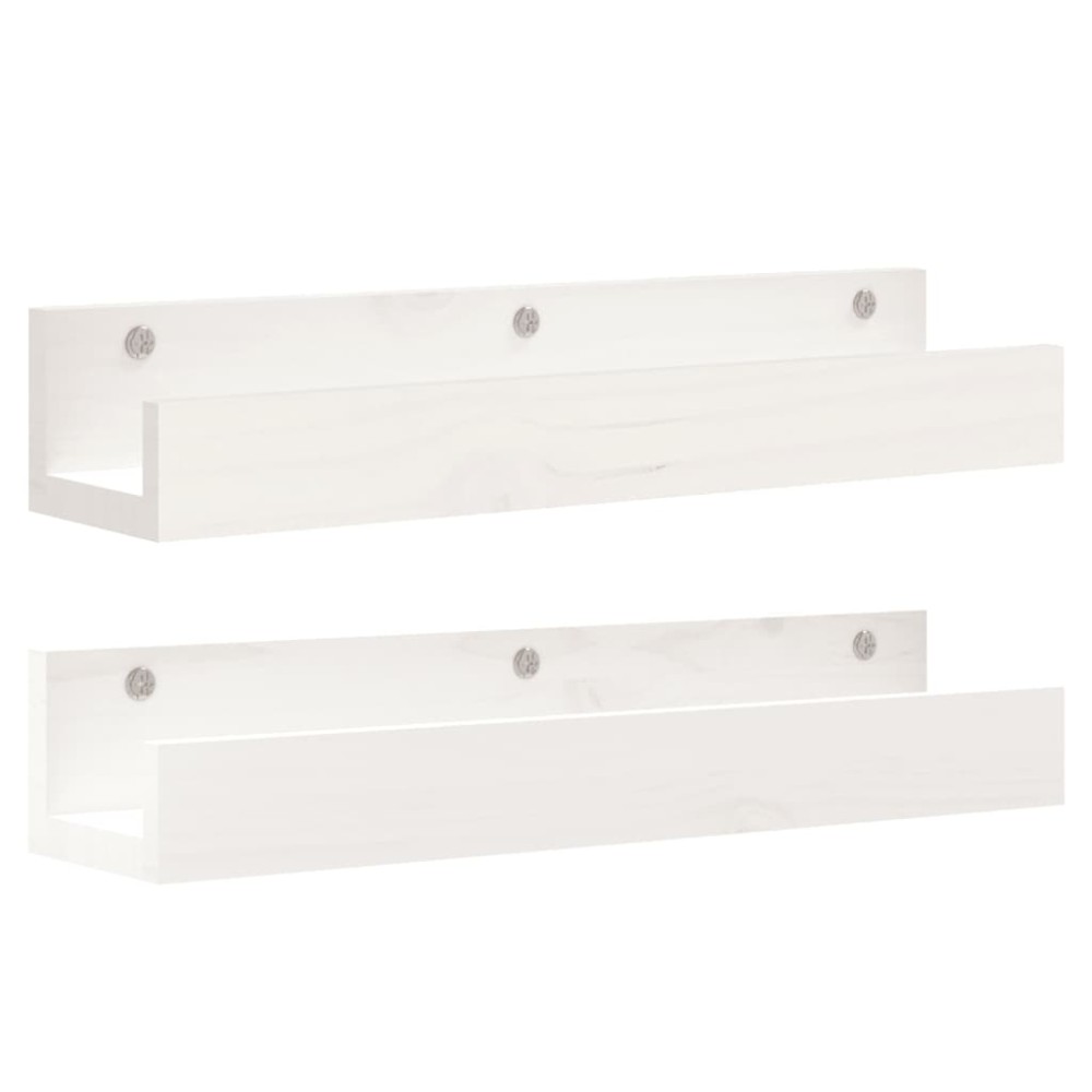 vidaXL Rafturi de perete, 2 buc., alb, 50x12x9 cm, lemn masiv de pin