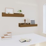 vidaXL Rafturi de perete 2 buc. maro miere 50x12x9 cm lemn masiv pin vidaXL Rafturi de perete 2 buc. maro miere 50x12x9 cm lemn masiv pin