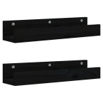 vidaXL Rafturi de perete, 2 buc., negru, 50x12x9 cm, lemn masiv de pin vidaXL Rafturi de perete, 2 buc., negru, 50x12x9 cm, lemn masiv de pin