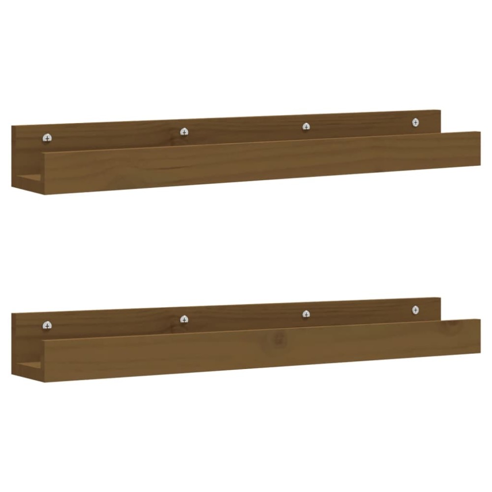 vidaXL Rafturi de perete 2 buc. maro miere 80x12x9 cm lemn masiv pin