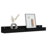 vidaXL Rafturi de perete, 2 buc., negru, 80x12x9 cm, lemn masiv de pin vidaXL Rafturi de perete, 2 buc., negru, 80x12x9 cm, lemn masiv de pin