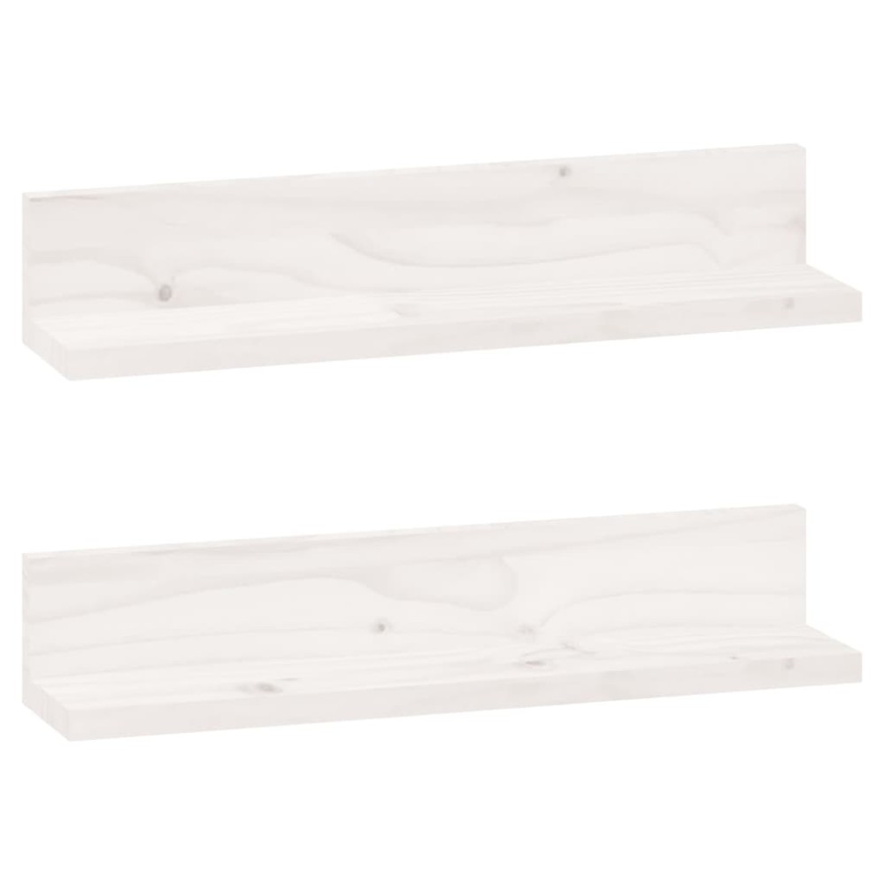 vidaXL Rafturi de perete, 2 buc., alb, 50x11x9 cm, lemn masiv de pin