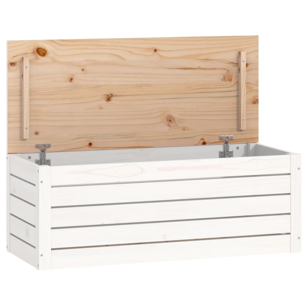 vidaXL Cutie de depozitare, alb, 89x36,5x33 cm, lemn masiv de pin