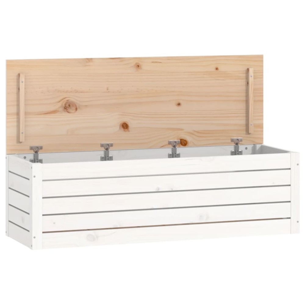 vidaXL Cutie de depozitare, alb, 109x36,5x33 cm, lemn masiv de pin