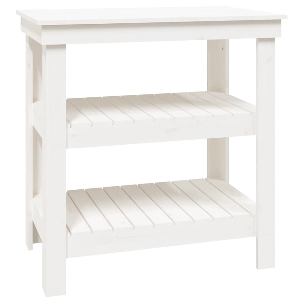 vidaXL Banc de lucru, alb, 78,5x50x80 cm, lemn masiv pin