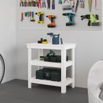 vidaXL Banc de lucru, alb, 78,5x50x80 cm, lemn masiv pin vidaXL Banc de lucru, alb, 78,5x50x80 cm, lemn masiv pin