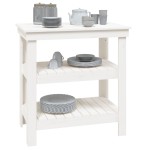 vidaXL Banc de lucru, alb, 78,5x50x80 cm, lemn masiv pin vidaXL Banc de lucru, alb, 78,5x50x80 cm, lemn masiv pin