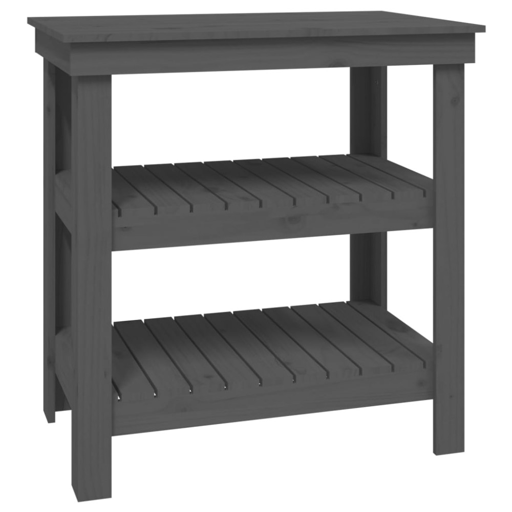 vidaXL Banc de lucru, gri, 78,5x50x80 cm, lemn masiv pin