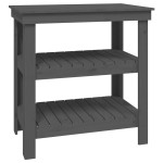 vidaXL Banc de lucru, gri, 78,5x50x80 cm, lemn masiv pin vidaXL Banc de lucru, gri, 78,5x50x80 cm, lemn masiv pin