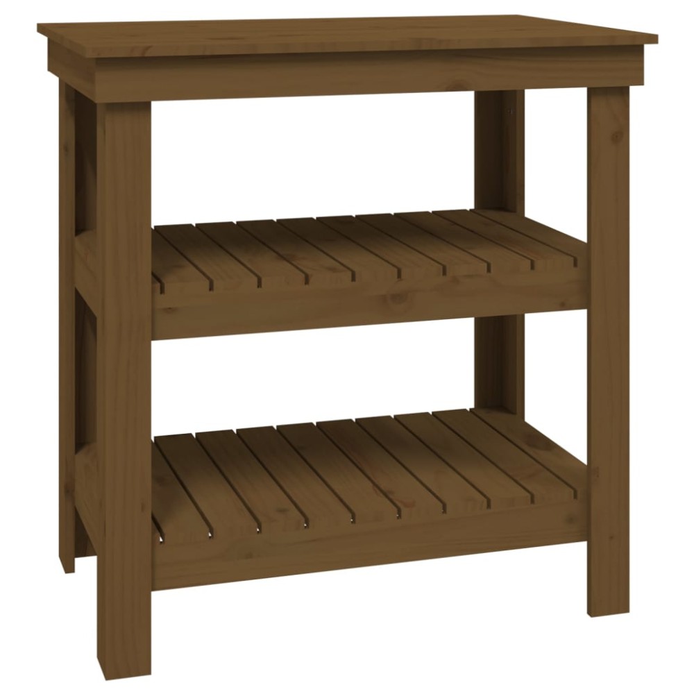 vidaXL Banc de lucru, maro miere, 78,5x50x80 cm, lemn masiv pin