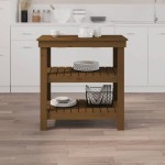 vidaXL Banc de lucru, maro miere, 78,5x50x80 cm, lemn masiv pin vidaXL Banc de lucru, maro miere, 78,5x50x80 cm, lemn masiv pin